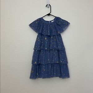 Hanna Andersson, girls Layered foil Star tulle layered dress US (6-7)